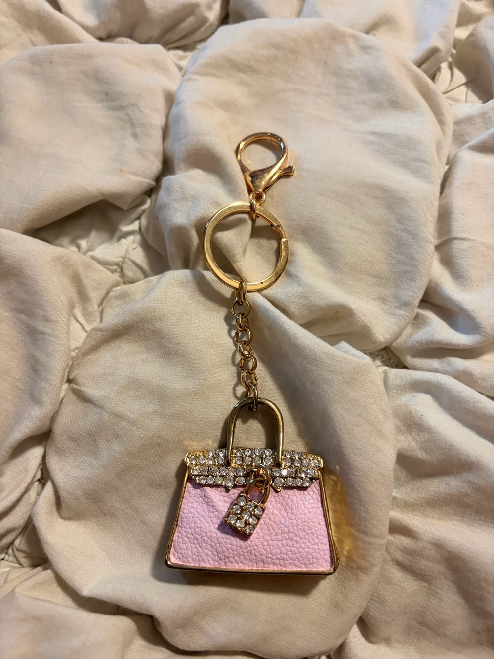 Free People Pink Faux Leather & Crystal Handbag Bag Charm